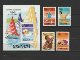 Grenada 1986 Olympic Games Seoul, Sailing, Athletics, Swimming Set Of 4 + S/s MNH - Ete 1988: Séoul