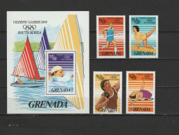 Grenada 1986 Olympic Games Seoul, Sailing, Athletics, Swimming Set Of 4 + S/s MNH - Zomer 1988: Seoel