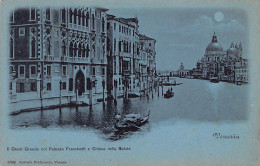 VENEZIA - Il Canal Grande Col Palazzo Franchetti E Chiesa Della Salute - Cartolina Blu - Luna - Venezia