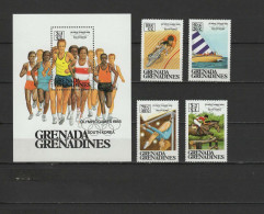 Grenada - Grenadines 1986 Olympic Games Seoul, Athletics, Cycling, Sailing, Equestrian Set Of 4 + S/s MNH - Ete 1988: Séoul