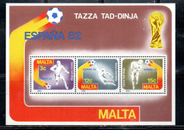 MALTA 1982 WORLD SOCCER CUP FOOTBALL COPPA MONDIALE DI CALCIO CAMPIONATI MONDIALI SPAIN BLOCK SHEET MNH - Malte