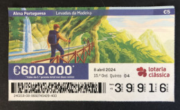 116 Z, 1 X Lottery Ticket, Portugal, « Alma Portuguesa »,« Portuguese Soul », « LEVADAS DA MADEIRA », 2024 - Billetes De Lotería