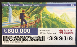 116 Z, 1 X Lottery Ticket, Portugal, « Alma Portuguesa »,« Portuguese Soul », « LEVADAS DA MADEIRA », 2024 - Billetes De Lotería