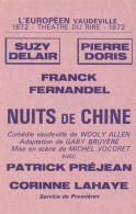 Billet De Théâtre " Nuits De Chine " Avec Suzy Delair Et Pierre Doris - Tickets D'entrée