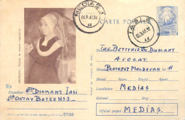 Postal Stationery Postcard Romania Mamling Portrait Of A Woman In Prayer 1966 - Romania