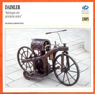 DAIMLER Reitwagen Mit Petroleum Motor 1885 Allemagne Fiche Technique Moto - Sport