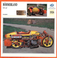 BOHMERLAND 600 1924 Tchécoslovaquie Fiche Technique Moto - Sport