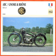 ABC GNOME & RHONE 400 1922 France Fiche Technique Moto - Deportes