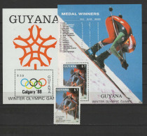 Guyana 1988 Olympic Games Calgary Stamp + 2 S/s MNH - Hiver 1988: Calgary