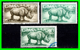 ESPAÑA  COLONIAS ESPAÑOLAS ( RIO MUNI - AFRICA ) 3 SELLOS DE SERIE AÑO 1964 FAUNA ECUATORIAL- - Rio Muni