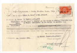 1936. KINGDOM OF YUGOSLAVIA,SERBIA,BELGRADE,ANGLO-CZECHOSLOVAKIAN BANK,PAYMENT,1 STATE REVENUE STAMP - Brieven En Documenten