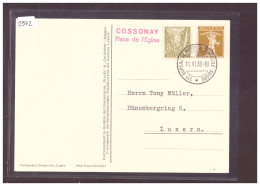 CARTE POSTALE - COSSONAY - PLACE DE L'EGLISE - SCHWEIZ. AUTOMOBIL POSTBUREAU - TB - Postmark Collection