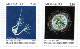 MONACO -- Musée Océanographique -- Phytoplanton --timbres 2 F.10 Et 2 F.20 - Unused Stamps