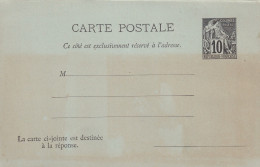 Colonies Francaise Postes 10 C. Carte - Réponse - Altri & Non Classificati