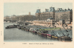 Paris * Péniches Batellerie * Quai Et Port De L'hôtel De Ville * Péniche Barge Chaland - Andere & Zonder Classificatie