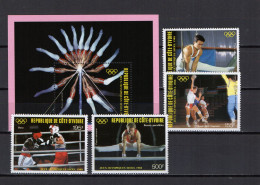 Ivory Coast 1988 Olympic Games Seoul, Athletics, Boxing, Handball Set Of 4 + S/s MNH - Zomer 1988: Seoel