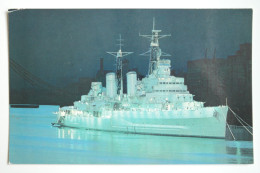 CPSM Petit Format Couleur HMS Belfast By Night - TER98 - Guerra