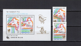 South Korea 1985 Olympic Games Seoul, Hurdles, Rowing Set Of 2 + S/s MNH - Zomer 1988: Seoel