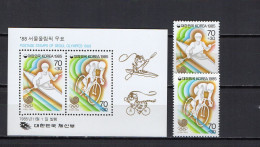 South Korea 1985 Olympic Games Seoul, Kayaking, Cycling Set Of 2 + S/s MNH - Summer 1988: Seoul