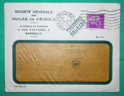 N°281 PAIX PERFORE SOCIETE GENERALE DES HUILES DE PETROLE MARSEILLE BOUCHES DU RHONE POUR MEZEL BASSES ALPES 1935 FRANCE - Brieven En Documenten