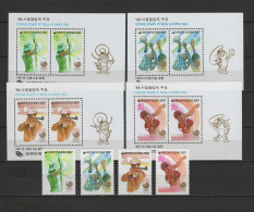 South Korea 1987 Olympic Games Seoul, Archery, Volleyball, Shooting, Table Tennis Set Of 4 + 4 S/s MNH - Ete 1988: Séoul