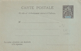 Entier Sultanat D'anjouan Colonies Francaise Postes 10 C. Carte - Lettre Réponse - Neufs