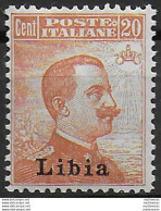 1918 Libia VE III 20c. Arancio Bc. MNH Sassone N. 20 - Otros & Sin Clasificación