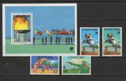 Lesotho 1988 Olympic Games Seoul, Equestrian, Wrestling, Shooting Set Of 4 + S/s MNH - Verano 1988: Seúl