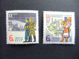 111 RUSIA RUSSIE 1964 / 20 ANIV. LIBERACIÓN RUMANIA - 20 ANIV. LIBERACIÓN YOUGOSLAVIA / YVERT 2828 + 2831 FU - Unused Stamps