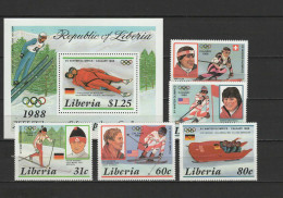 Liberia 1987 Olympic Games Calgary Set Of 5 + S/s MNH - Inverno1988: Calgary