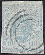 Luxembourg - Luxemburg - Timbres - Armoiries   1859   10  C.  °    Michel 7c     Cachet 3   VC.  210,- - 1859-1880 Wappen & Heraldik