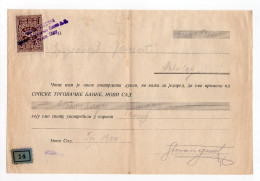 1930. KINGDOM OF SHS,SERBIA,NOVI SAD,RECEIPT FOR THE PAYMENT TO SERBIAN TRADING BANK,1 STATE REVENUE STAMP - Cartas & Documentos