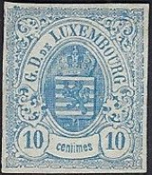 Luxembourg - Luxemburg - Timbres - Armoiries   1859   10  C.  *    Michel 6b     Cachet 3   VC.  200,-  Légèrement éminé - 1859-1880 Coat Of Arms