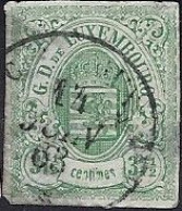 Luxembourg - Luxemburg - Timbres - Armoiries   1859   37,5 C.  °    Michel 10     Cachet 3   VC.  250,- - 1859-1880 Coat Of Arms