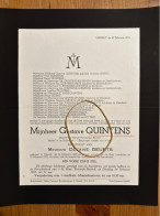 Mijnheer Gustave Quintens Echtg Octavia Geurts *1898 Hasselt +1953 Hasselt Tuinwijk Provinciaal Bestuur Fonteyne Segers - Avvisi Di Necrologio