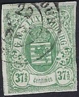 Luxembourg - Luxemburg - Timbres - Armoiries   1859   37,5 C.  °    Michel 10       VC.  250,- - 1859-1880 Coat Of Arms