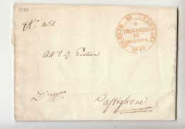 1842 LOMBARDIA Lettera CERESARA-CASTIGLIONE+timbro DOPPIO CERCHIO ROSSO GRANDE CERESARA-c845 - 1. ...-1850 Prephilately