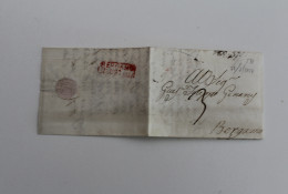 1817 LOMBARDO-VENETO Lettera MILANO-BERGAMO+cartella ROSSA BERGAMO+a COMMERCIANTE GINASI-D647 - ...-1850 Préphilatélie