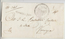 1836 LOMBARDO-VENETO Coperta Senza Contenuto MONSELICE-VENEZIA+timbro Lineare MONSELICE-D555 - 1. ...-1850 Prephilately