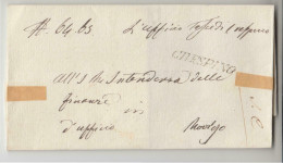 1839 LOMBARDO-VENETO Coperta Senza Contenuto Da CRESPINO+timbro Lineare Inclinato Nero Di CRESPINO-D554 - ...-1850 Préphilatélie