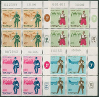 Israel 1966 Postboten 378/81 Mit Tab Plattenblock Postfrisch (C61573) - Nuevos (sin Tab)