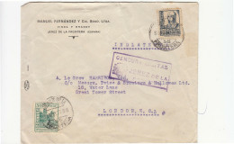 1937 SPAIN  Cover To UK+5 C.CADIZ+50 C.+CENSUR Postmark JEREZ DE LA FRONTERA-D632 - Storia Postale