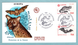 FDC France 1986 - Europa 1986 : Protection De La Nature YT 2416 Genette Et YT 2417 Petit Rhinolophe - Strasbourg - 1980-1989