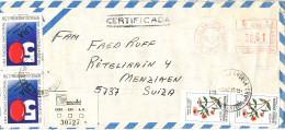 Argentina Registered Air Mail Cover Sent To Switzerland 12-1-1988 With Meter Cancel And Stamps - Aéreo