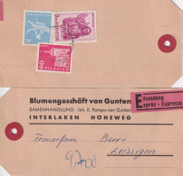 Express Paketadresse  "Blumengeschäft Von Gunten, Interlaken"      Ca. 1965 - Briefe U. Dokumente