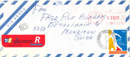 Argentina Registered Air Mail Cover Sent To Switzerland 18-12-1995 With Meter Cancel And A Stamp (a Tear At The Top Of T - Airmail