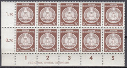 DDR Dienst 27 X I X II, 10erEinheit Mit DV, Postfrisch **, 1954 - Mint