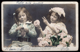 France - 1906 - Colorisé - Enfants - Garçon Et Fille Avec Des Fleurs - Ritratti