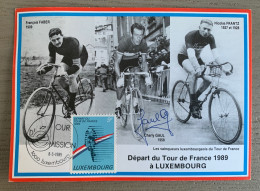Carte Départ Tour De France Luxembourg 8/05/1989 1er Jour, Signée Charly GAUL - Ciclismo