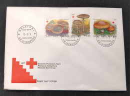 D)1978, FINLAND, FIRST DAY COVER, ISSUE, RED CROSS, EDIBLE MUSHROOMS, FALSE SAFFRON, EXTENDER, GYPSY MUSHROOM, FDC - Other & Unclassified